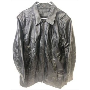 Jacqueline Ferrari Womens Leather Jacket Coat | Size 2X Black Genuine Leather